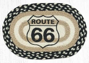 Set of 2 Braided Jute Oval Placemat/Trivet/Swatch. ROUTE 66. Earth Rugs.10"x15" - Picture 1 of 1