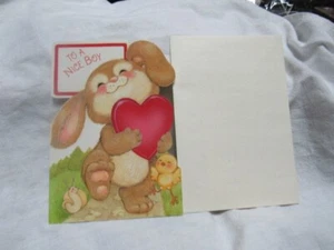 "Tarjeta de San Valentín brillante vintage de 7"" con sello de conejito para un buen niño sin usar" - Imagen 1 de 4
