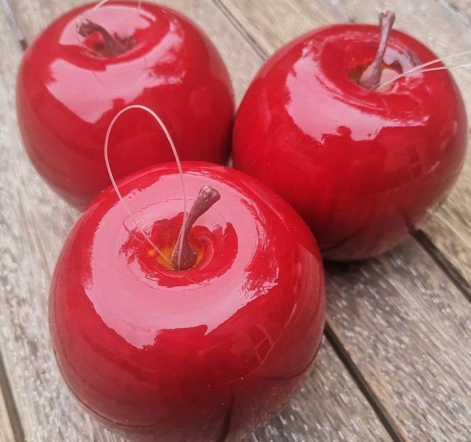 Hängen 3 x Äpfel Rot Glanz 6,5 cm Atrappen Dekoration Kunstobst Dekofrüchte Deko - Bild 1 von 4