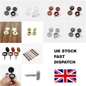 PLASTIC HINGED SCREW COVER CAPS DIFFERENT COLOURS BLACK BROWN GREY GOLD BEIGE - Picture 1 of 26