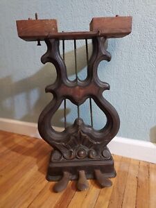 Antique Carved Wood Lyre Steinway Square Piano w/ Pedals Architectural Salvage