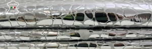 METALLIC SILVER STONES PRINT On Soft Italian Lambskin leather 5sqf 0.8mm #C445 - Picture 1 of 6