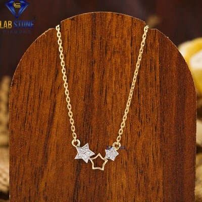 0.05 TDW Round Lab Grown Diamond Stunning Pendant 18k Yellow Gold - Image 1 of 3