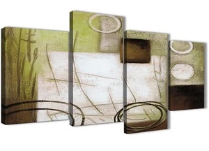 Large Brown Green Painting Abstract Bedroom Canvas Decor - 4421 - 130cm - Picture 1 of 5