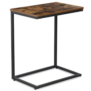 21.7" Rectangle Wood Top C-Side End Table with Black Metal Frame for Living Room - Picture 1 of 24