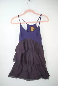 ALI RA Women's Silk Purple Dress Lined Tank Dress Size 4 Ruffled Tier - Picture 1 of 5