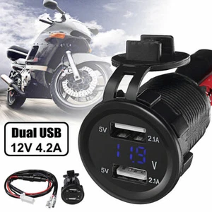 5V 4.2A Dual USB Charger Socket Adapter Power Outlet for 12V 24V Car Motorcycle - Picture 1 of 7