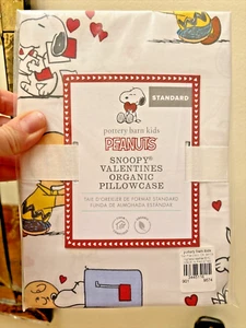 Snoopy Peanuts Pottery Barn PILLOWCASE holiday kid Disney heart Valentine ๐ o - Picture 1 of 24
