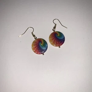 Rainbow Swirl Ohrhänger Pride Month rund - Bild 1 von 3