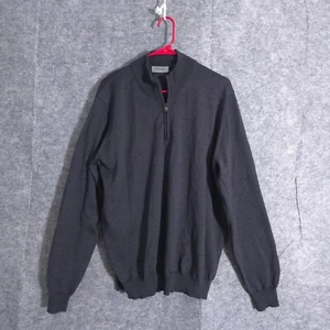 Ferrante Maglione Uomo Grande Grigio Scuro Lana Essenziale 1/4 Zip Collo Pullover Italia - Foto 1 di 16