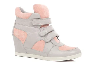 $219 New Koolaburra  Preston II Luna/Stone Leather Sneaker Wedge Boots sz US 6M - Picture 1 of 3