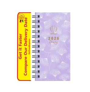 2026 Diary Upward Fashion A6/7 Slim Week to View Lavender Spiral Bound UPCY6436 - Picture 1 of 5