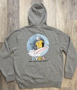 RVCA x Ron Jon Surf Shop Skeleton Surfer Hoodie Large Gray Pullover - Picture 1 of 4