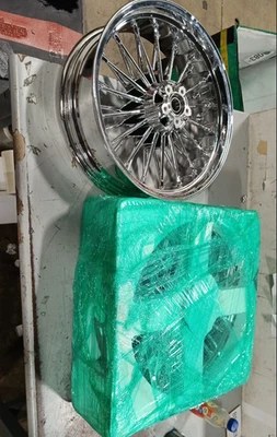 21"18" Front Rear Wheels Fat Spoke for Harley Softail Fatboy Deuce Springer Used Foto 1 de 4