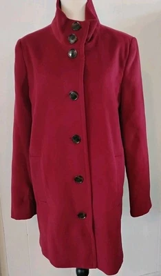 Abrigo Lands' End para mujer rojo mezcla de lana manga larga bolsillos guisante talla 12 nuevo con etiquetas Foto 1 de 4