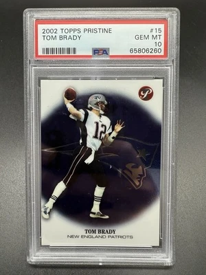 Topps Pristine #15 2002 Tom Brady PSA 10 New England Patriots Salón de la fama Foto 1 de 2