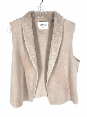 天鹅绒 M 码米色人造麂皮绒人造毛皮设计师背心 — 第 1/3 张图片