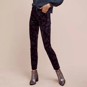 Pilcro Anthropologie Blue Floral Script High-Rise Velvet Jeans Size 28 - Bild 1 von 8