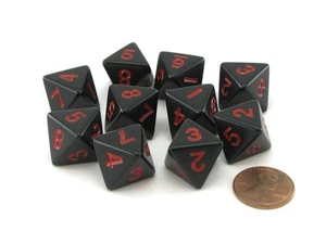 Pack de 10 dados opacos D8 8 caras 15 mm - negros con números rojos - Imagen 1 de 1