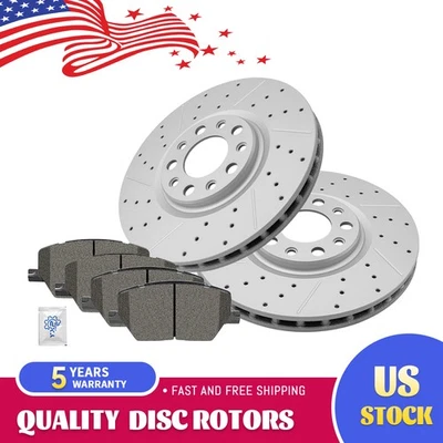 Front Brake Disc Rotors & Ceramic Pads Set for Jeep Compass Renegade Fiat 500X - Image 1 of 4