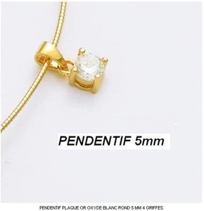 Dolly-Bijoux Femme Pendentif Diamant Cz Rond 5mm Plaqué Or 18K 5 Microns - Picture 1 of 1