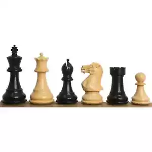 3" Professional Staunton Chess Pieces Only set- Weighted Ebonized Boxwood - Picture 1 of 7