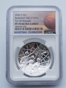 2020 P Basketball HOF Tip Off Releases NGC PF 70 Ultra Cameo - C2218 - .175 - Picture 1 of 9