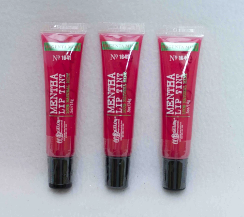 Bath & Body Works CO Bigelow Magenta Mint #1641 Mentha Lip Shine X3 Sealed - Image 1 of 1