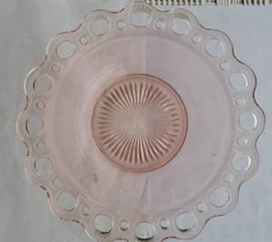 Pink Depression Glass Lace Edge Bowl - 1930's - Picture 1 of 8