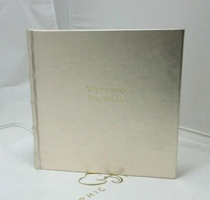 The Wedding Book Wedding Journal Gold Leather Bound Hardcover Graphic Image $135 - Picture 1 of 8