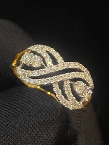 Pave 0.75 Cts Round Brilliant Natural Diamonds Engagement Band Ring In 14K Gold - Foto 1 di 12