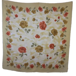 BUFANDA LIZ CLAIBORNE 100% SEDA ROSAS cuadradas de colección borde amarillo vintage dulce - Imagen 1 de 12