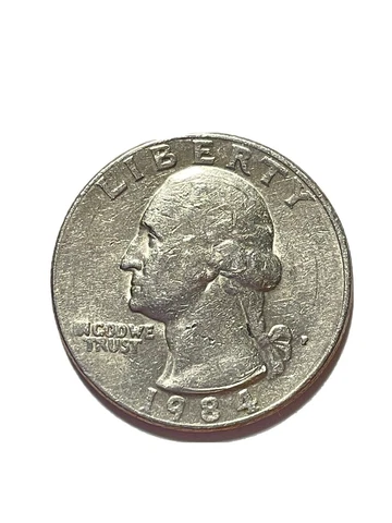 1984 "P" US Quarter Washington Error "Overstruck date”+ Grease Struck Observe Cover