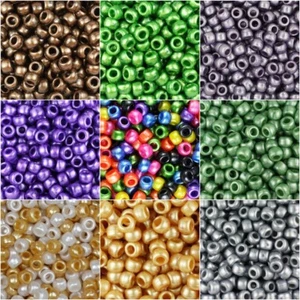 100 Pony Beads 9 x 6MM With 4mm Large Hole 25 COLORS SAME DAY SHIPPING - Picture 1 of 20