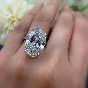 IGI 10Ct VVS Quality Lab Grown Oval Diamond Hidden Halo Engagement Ring Platinum - Picture 1 of 15