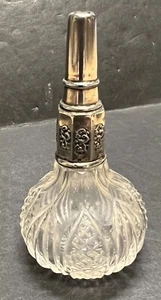 Vintage circa 1900 Libbey Cut Glass w/ Sterling Silver Top Glove Powder Shaker - Picture 1 of 5