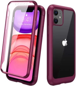 Hülle für iPhone 11 360 Grad Grad Handy Case Cover Schutzhülle Stoßfeste Rotwein - Zdjęcie 1 z 6