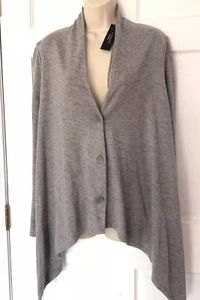 Talbots Cardigan Gray Heather Small Waterfall Button Front NWT - Picture 1 of 8