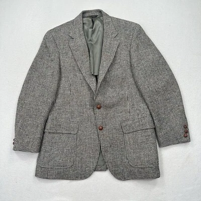 Винтажный Lord Taylor Harris твидовый шотландский шерсти блейзер пальто размер 40 серый елочка - Изображение 1 из 4