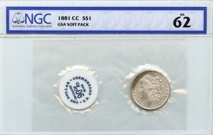 1881-CC Morgan Dollar GSA SOFT PACK S$1 NGC MS62