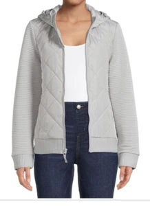 Women´s Time and Tru Quilted Ottoman Jacket, Size: Medium (8-10) Grey, NWT - Picture 1 of 4