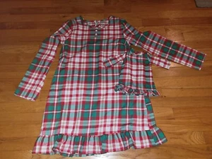 NWT JAMMIES for your FAMILIES Christmas Plaid Nightgown Sz Lg 10-12 w/Doll Gown - Picture 1 of 3