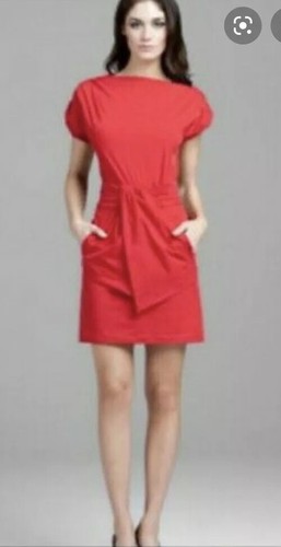 VALENTINO $375 Diane Von Furstenberg "Heaton" abito rosso con fiocco 8 M