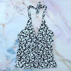 Anne Cole Swimwear Tankini Bathing Suit Swim Top Black White Floral 103658 M - Picture 1 of 9
