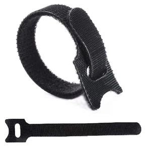 Schwarz verstellbare wiederverwendbare Kabelbinder Riemen, Haken und Schlaufe Kabelbänder Kabel UK - Bild 1 von 10