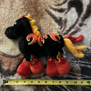 Webkinz Night Mare Horse 9" HM398 Black Red Flames Fire Plush Stuffed NO CODE - Picture 1 of 5