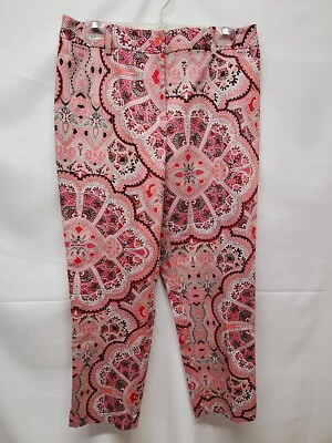 East 5th Classic Fit Women's 14 Azalea Coral Berry Geometric Floral Ankle Pants - Image 1 of 4