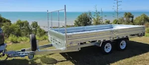 CENTURY TRAILERS 16x8 Galvanised Flat Top Trailer 3500kg ATM Headboard Sides Ele - Picture 1 of 11