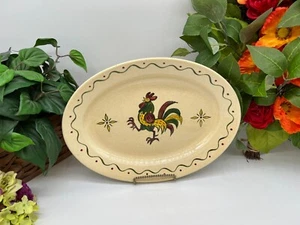 Plato ovalado vintage Metlox Provincial Vernon gallo verde 13 5/8" para servir - Imagen 1 de 9