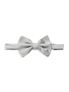 NEW Giorgio ARMANI Men's ITALY Silver Silk Striped Adjustable Self-Tie Bow-Tie - Picture 1 of 1